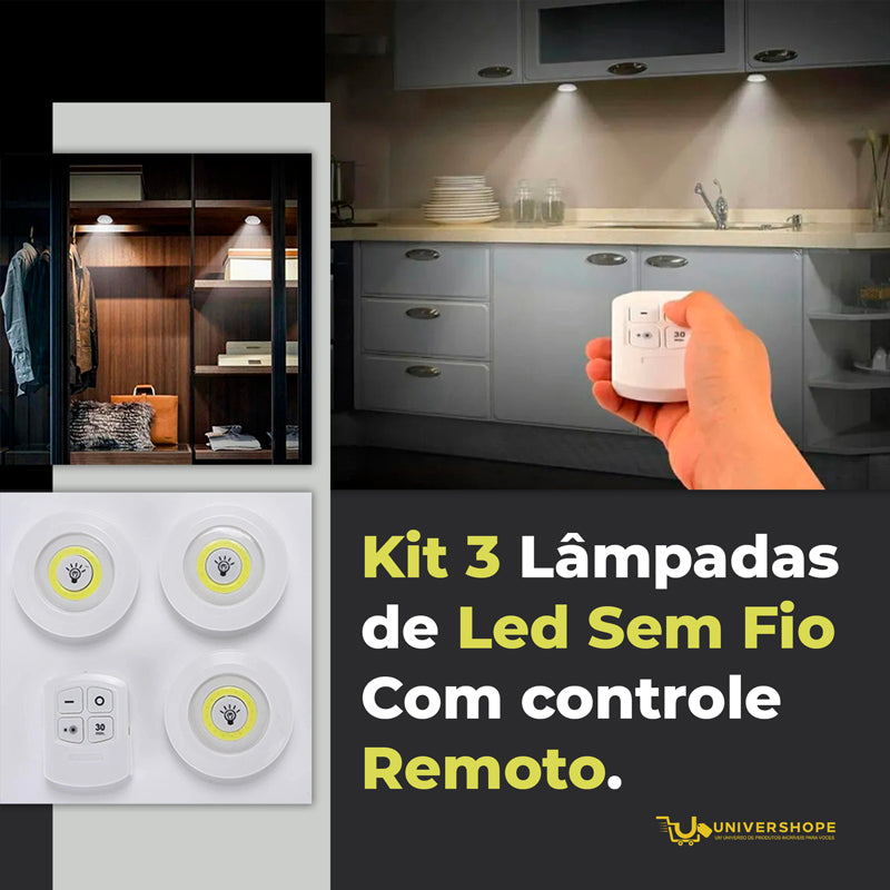 Kit de 3 Lâmpadas de LED Sem Fio (Wi-Fi )  - univershope