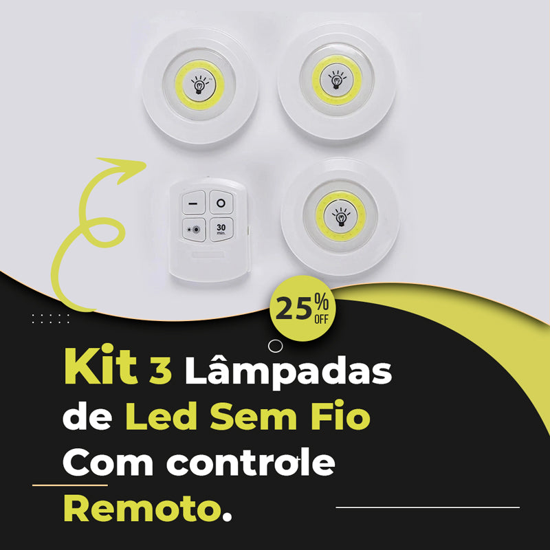 Kit de 3 Lâmpadas de LED Sem Fio (Wi-Fi )  - univershope