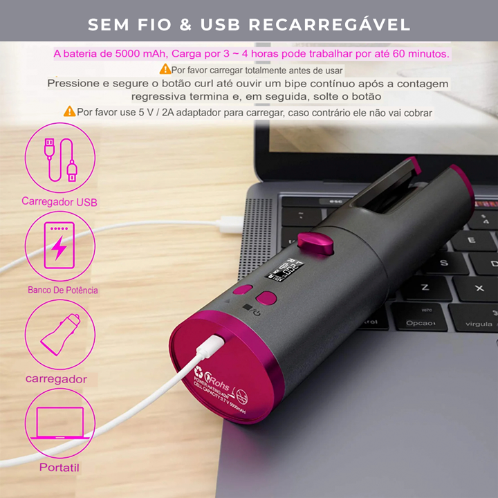 Modelador de Cabelo Automático Sem Fio - univershope